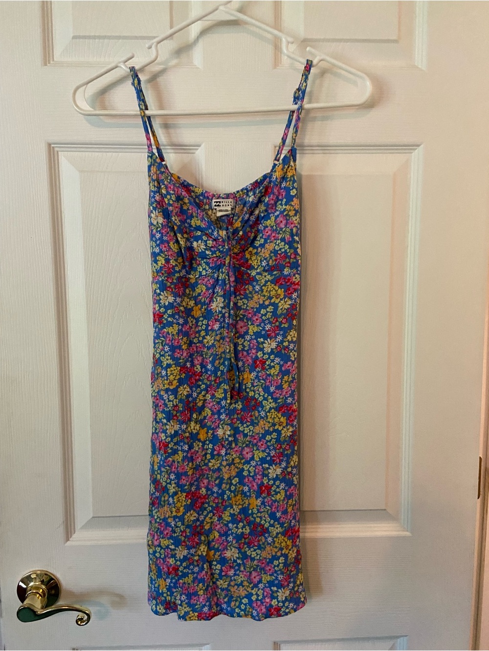 Billabong Blue Floral Mini Slip Dress with Pink & Yellow Accents